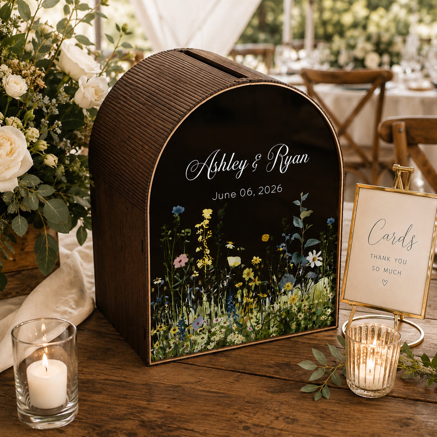 Personalized Wedding Card Box | Rustic Garden
