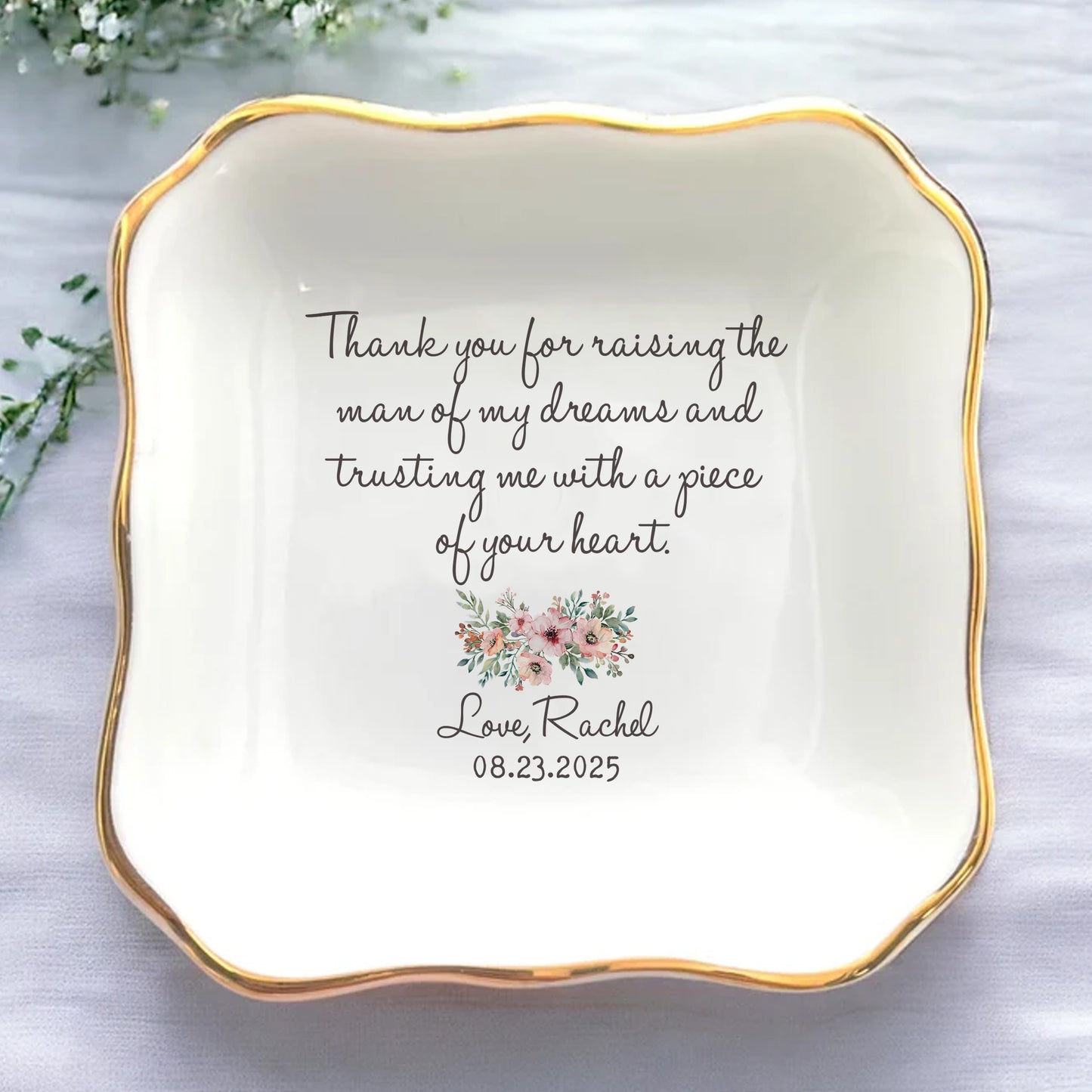 Thank You For Trusting Me With A Piece Of Your Heart  – Personalized Jewelry Dish for Mother in Law