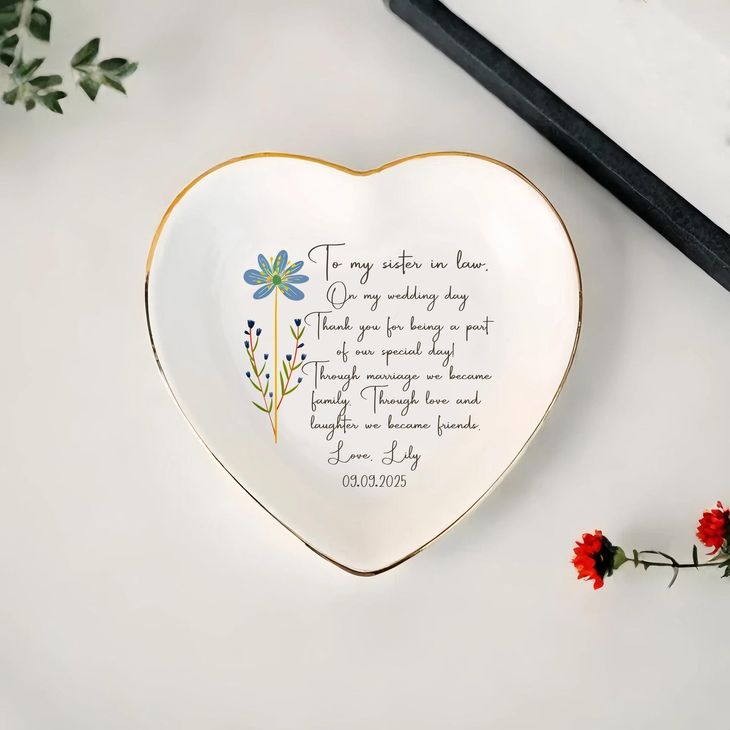 To My Sister in Law, With Love – Personalized Jewelry Dish