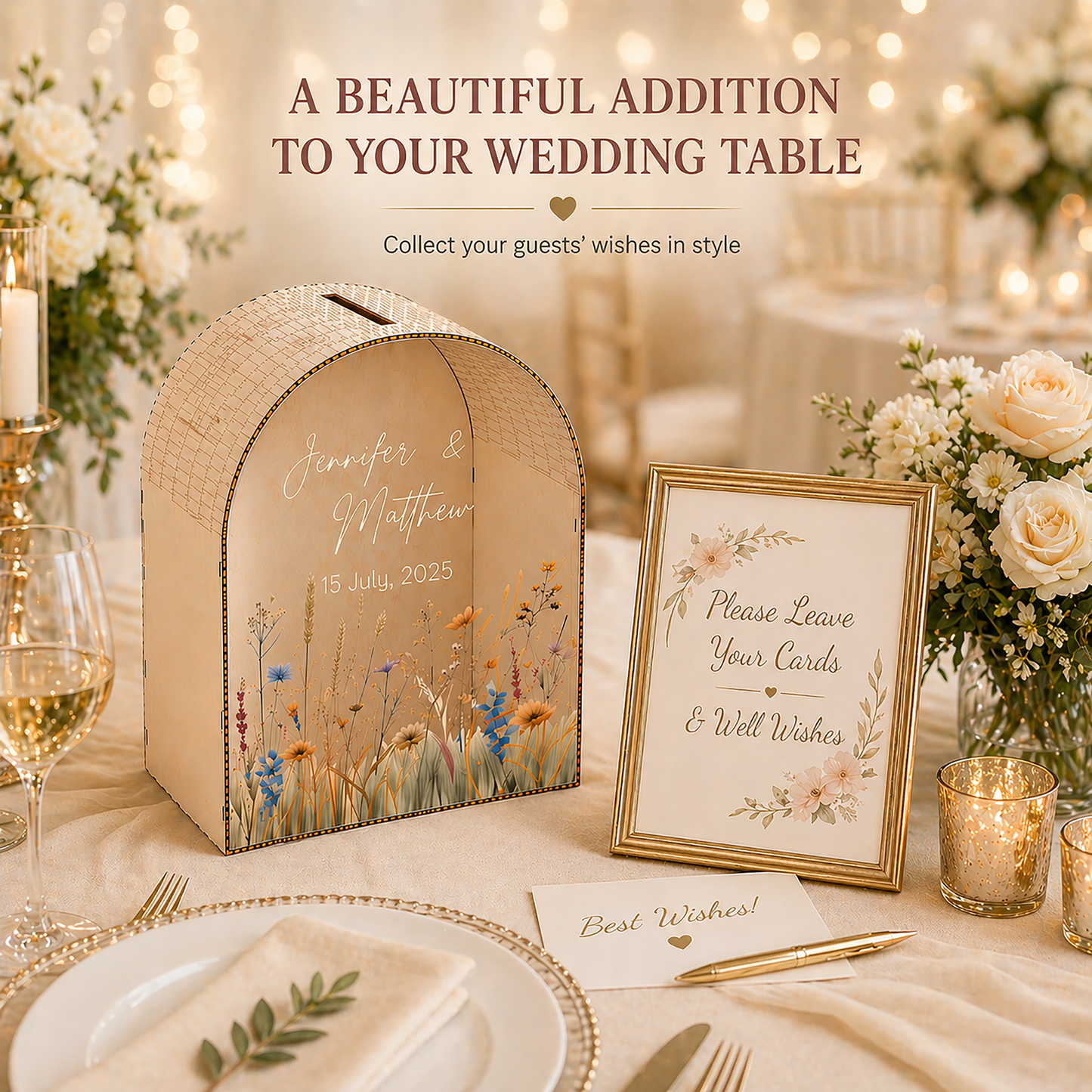 Personalized Wedding Card Box | Wildflower Meadow
