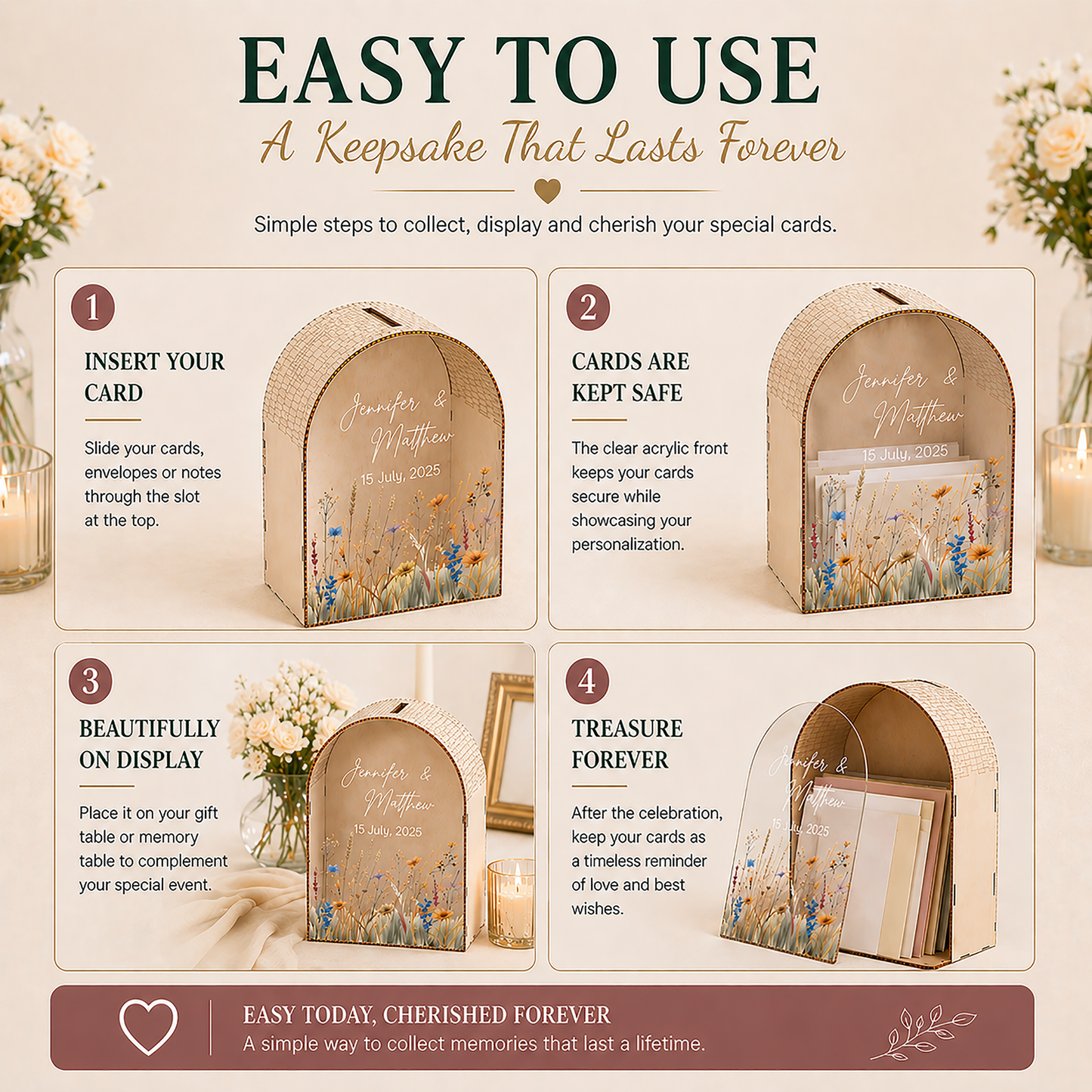 Personalized Wedding Card Box | Wildflower Meadow