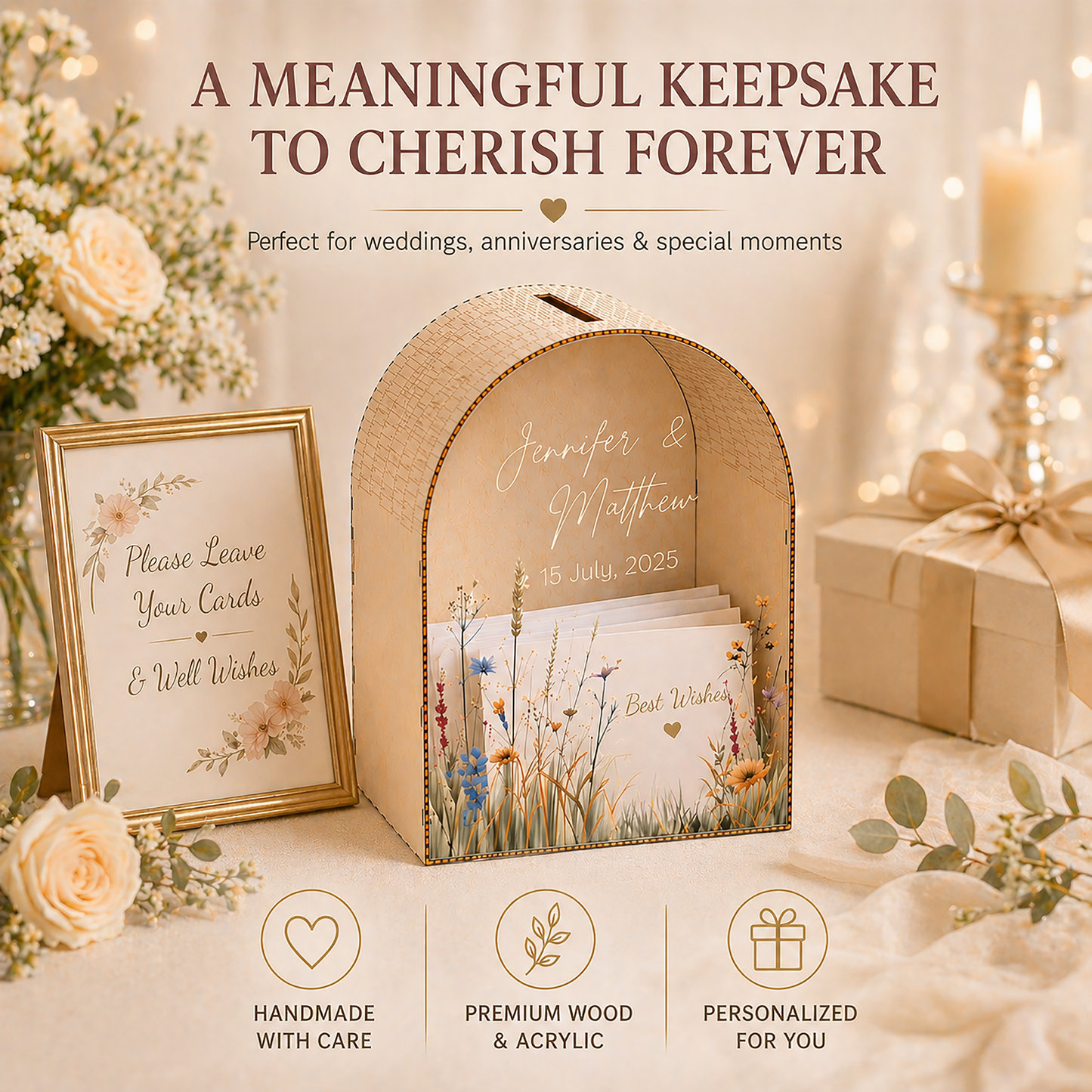 Personalized Wedding Card Box | Wildflower Meadow