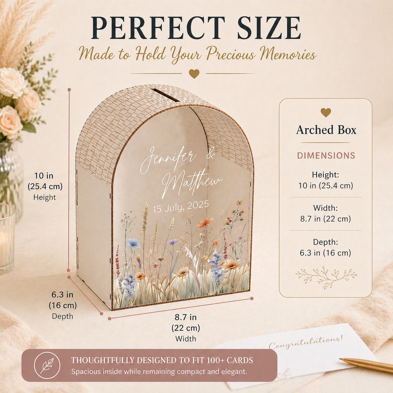 Personalized Wedding Card Box | Wildflower Meadow