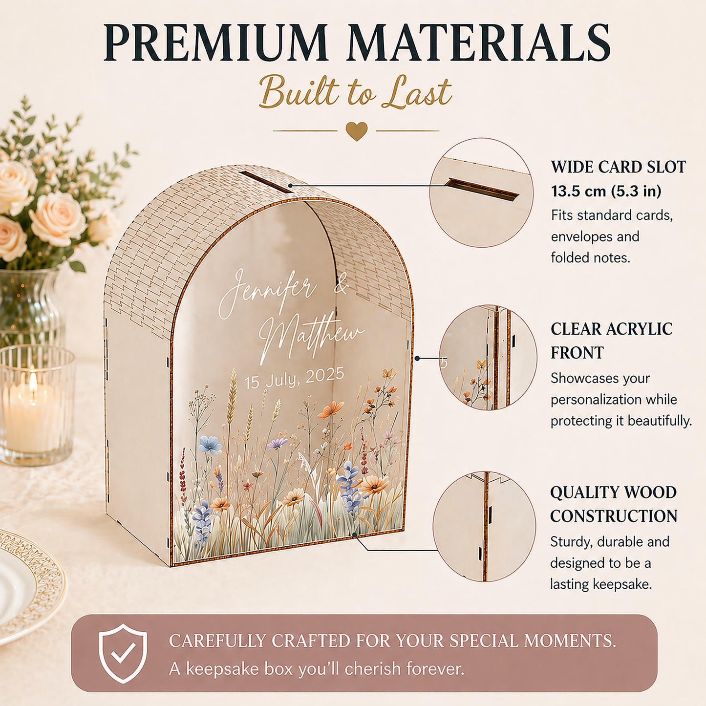 Personalized Wedding Card Box | Wildflower Meadow