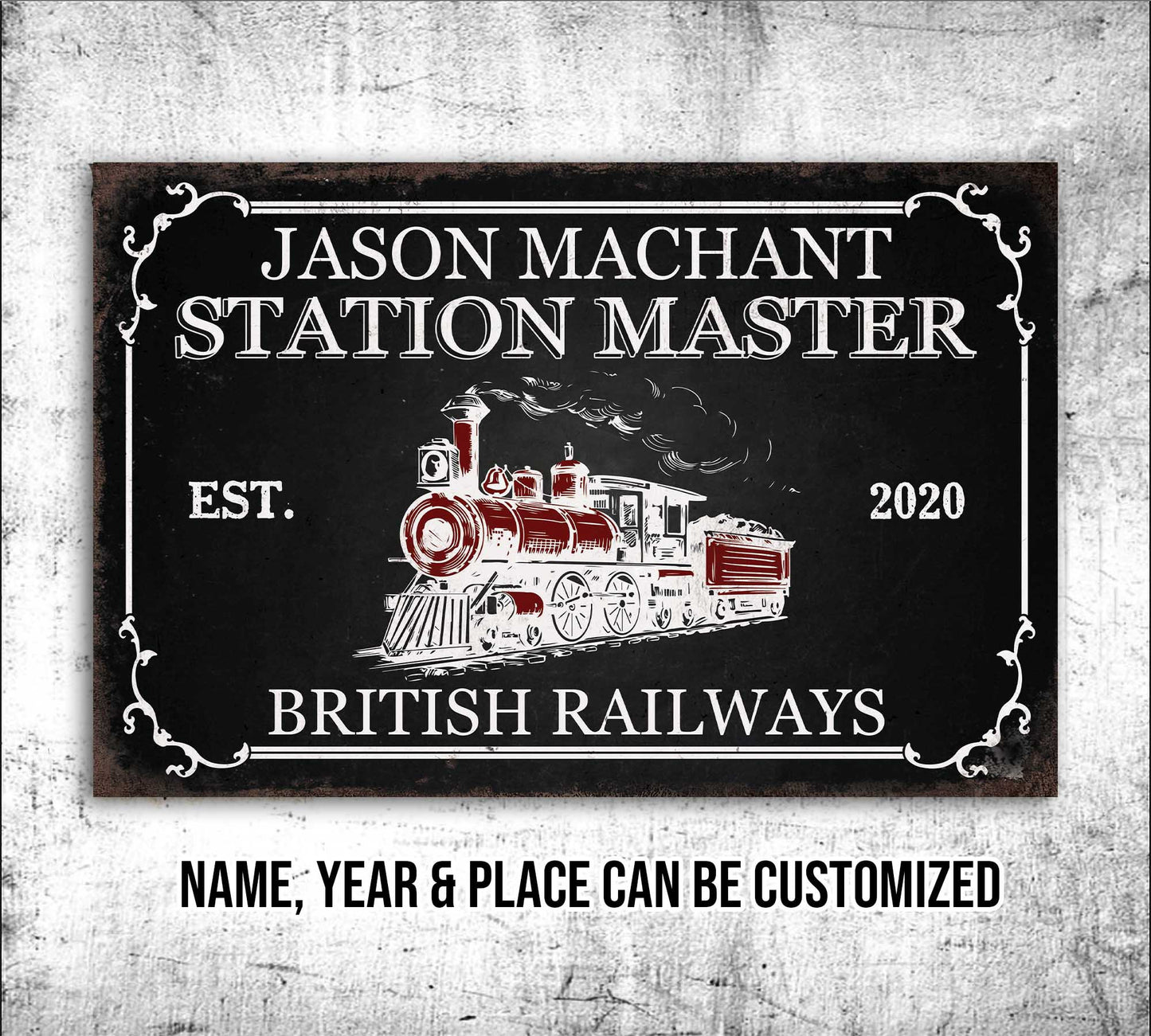Welcome To The Train Station Master Sign • Custom Name Railroad Crossing Sign • Personalized Welcome Sign For Train Station • Train Depot