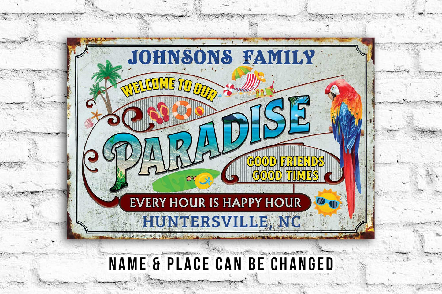 Welcome To The Beach • Custom Metal Sign • Personalized Beach Welcome Sign • Outdoor Sign • Vintage Beach Metal Sign