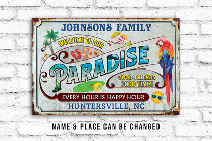 Welcome To The Beach • Custom Metal Sign • Personalized Beach Welcome Sign • Outdoor Sign • Vintage Beach Metal Sign