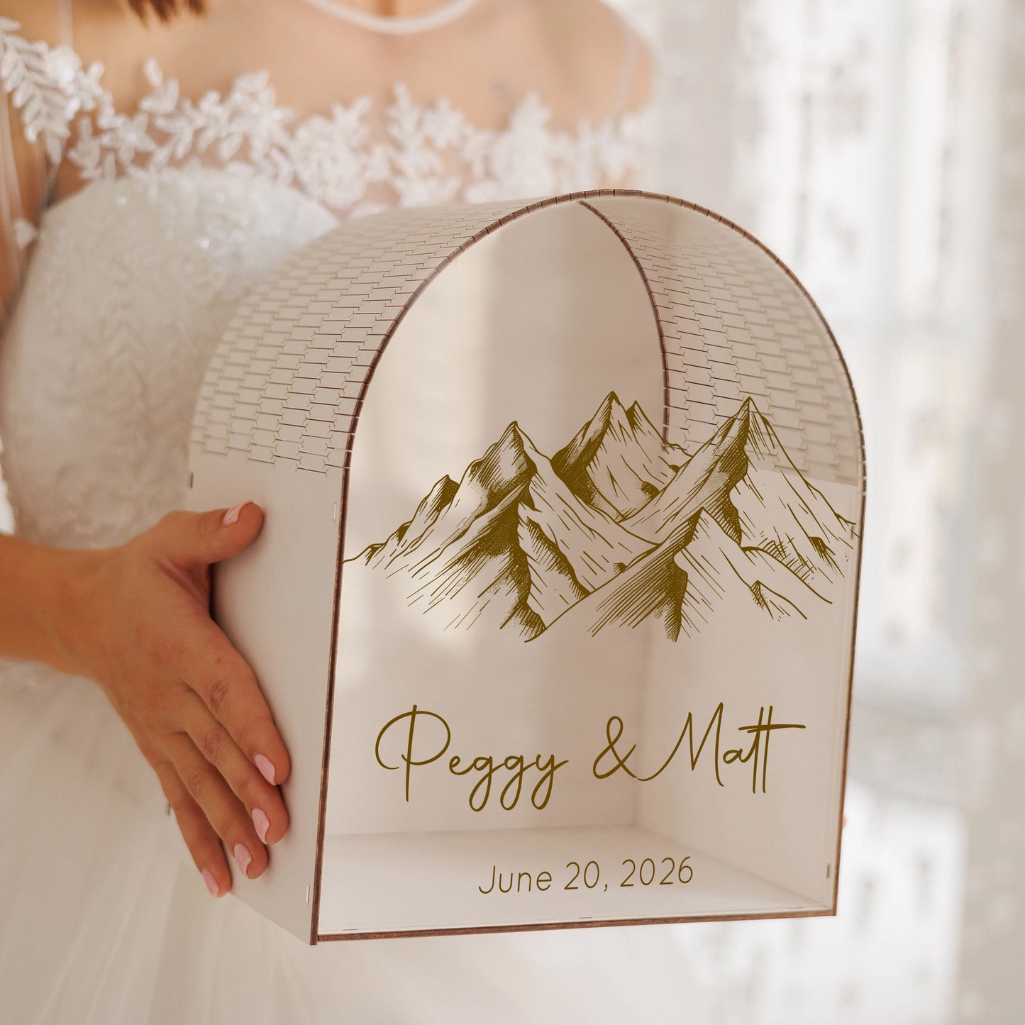 Personalized Mountain Wedding Card Box | Wedding Keepsake Box
