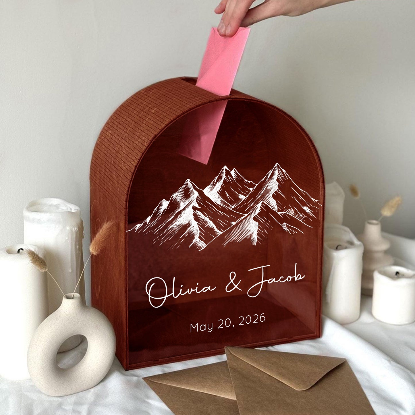 Personalized Mountain Wedding Card Box | Wedding Keepsake Box