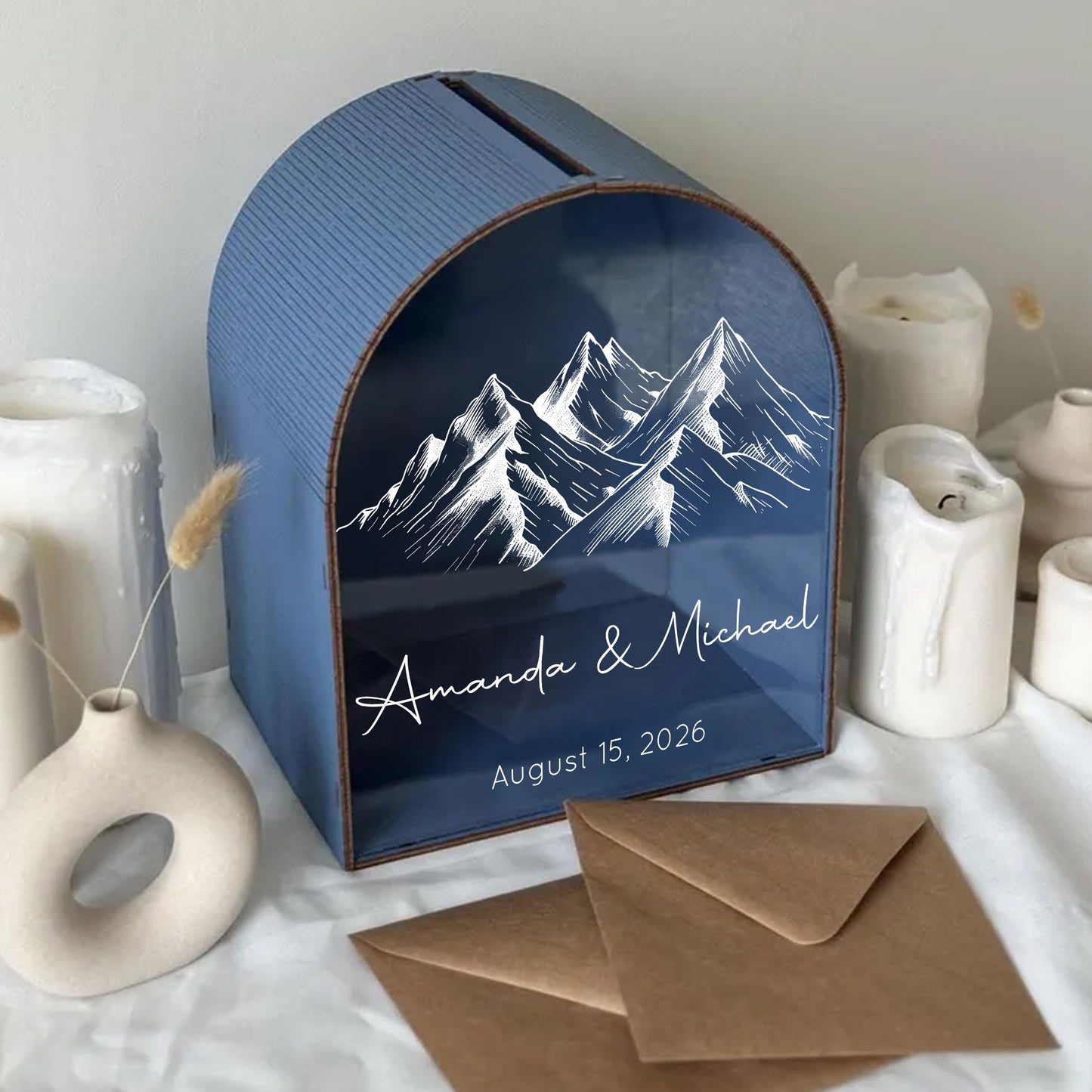 Personalized Mountain Wedding Card Box | Wedding Keepsake Box