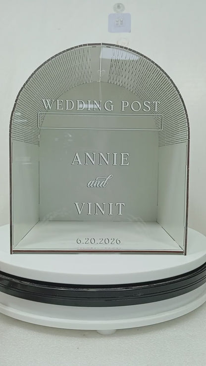 Wedding Post Box | Ivory Arched Mailbox Card Box | Personalized Names & Date