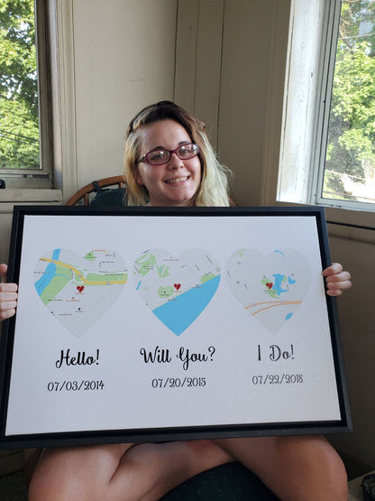 Hello – Will You – I Do – Standard Style – Premium Map Canvas, Poster