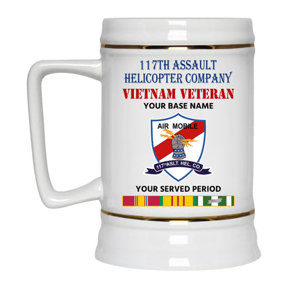 117TH ASSAULT HELICOPTER COMPANY BEER STEIN 22oz GOLD TRIM BEER STEIN