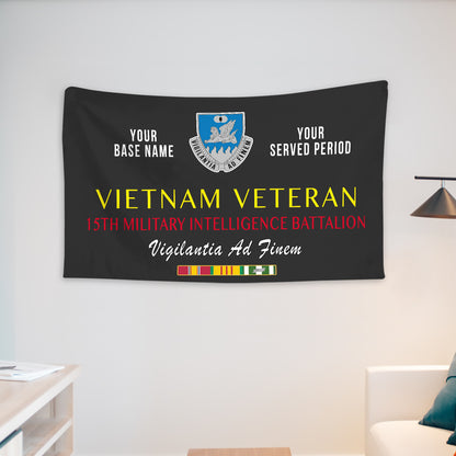 15TH MILITARY INTELLIGENCE BATTALION WALL FLAG VERTICAL HORIZONTAL 36 x 60 INCHES WALL FLAG