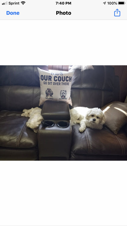 This Is Our Couch Dog Personalized Canvas Pillow (Insert Included)