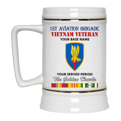 1ST AVIATION BRIGADE BEER STEIN 22oz GOLD TRIM BEER STEIN