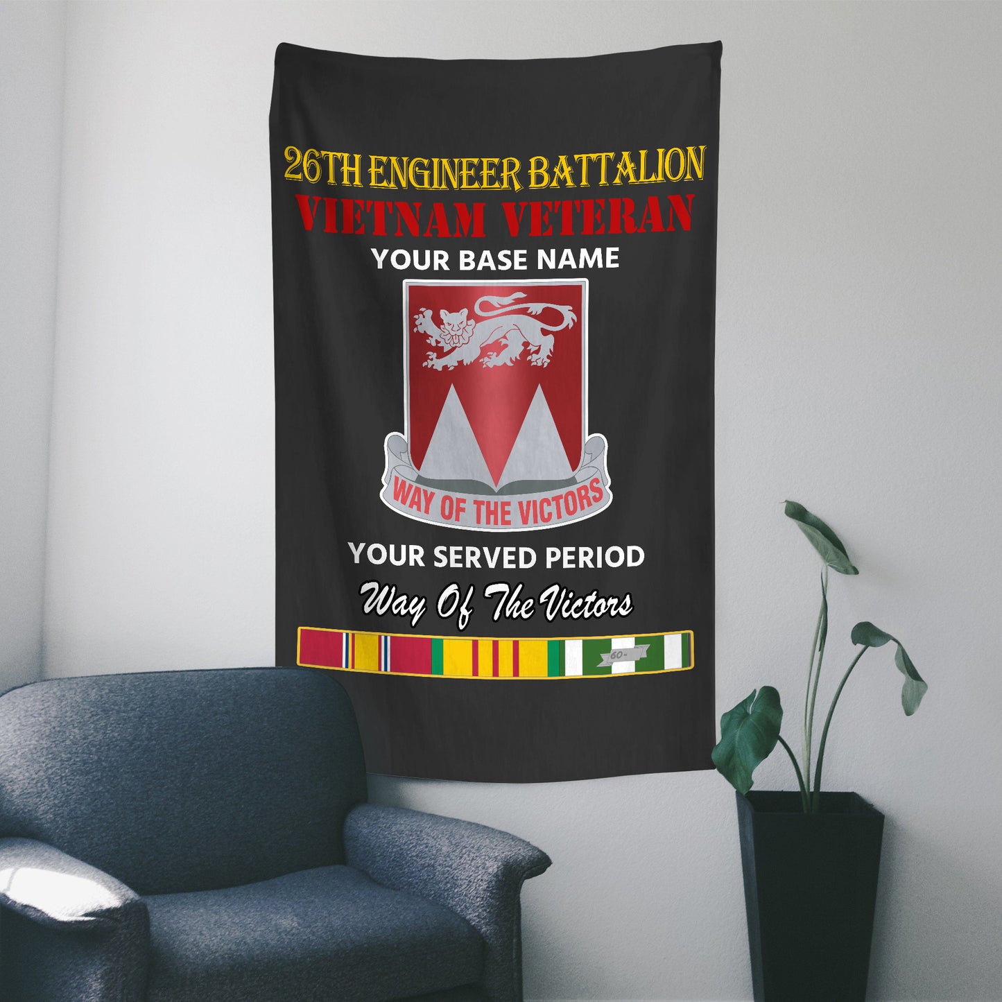 26TH ENGINEER BATTALION WALL FLAG VERTICAL HORIZONTAL 36 x 60 INCHES WALL FLAG