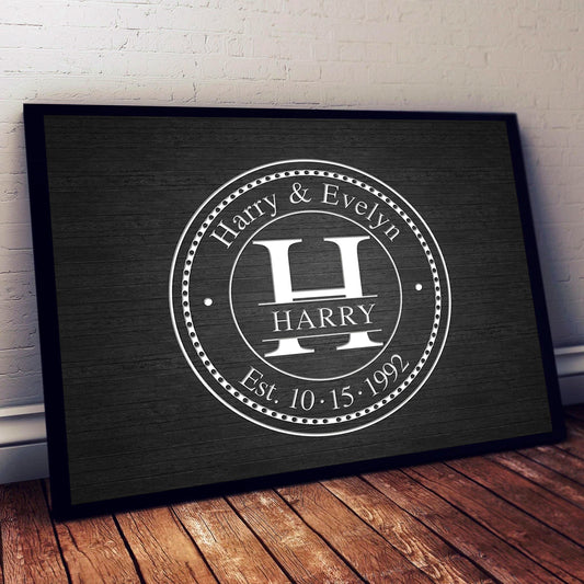 Family Monogram • Last Name Sign • Personalized Year Established Sign • Premium Canvas, Poster