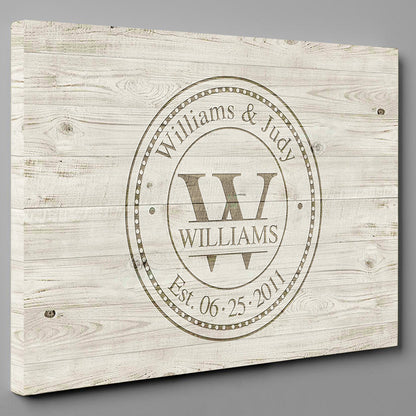 Family Monogram • Last Name Sign • Personalized Year Established Sign • Premium Canvas, Poster