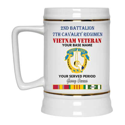 2ND BATTALION 7TH CAVALRY REGIMENT BEER STEIN 22oz GOLD TRIM BEER STEIN