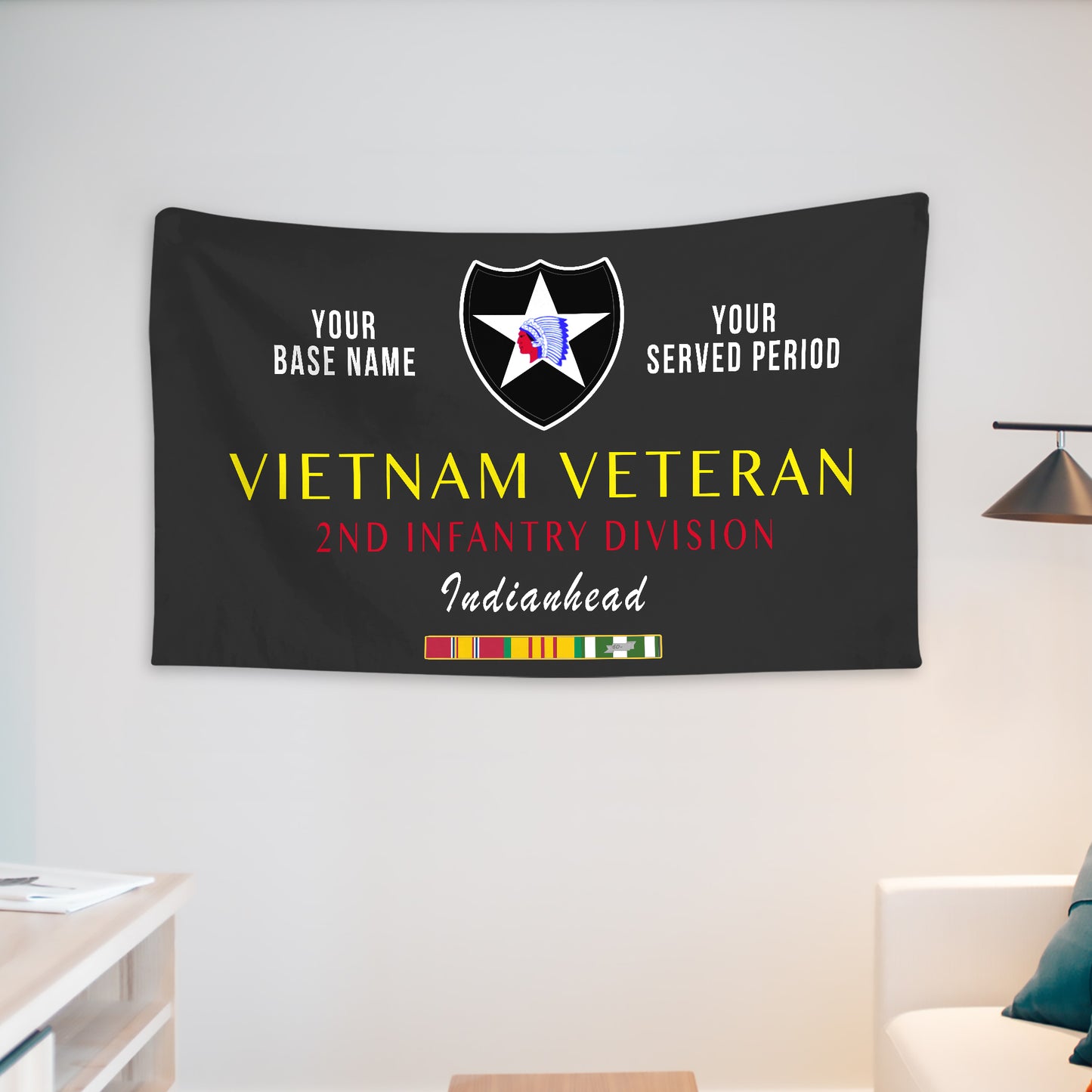 2ND INFANTRY DIVISION WALL FLAG VERTICAL HORIZONTAL 36 x 60 INCHES WALL FLAG