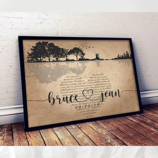Wedding Anniversary Gift - Personalized With Your Wedding Song, Names & Date - Premium Canvas, Poster