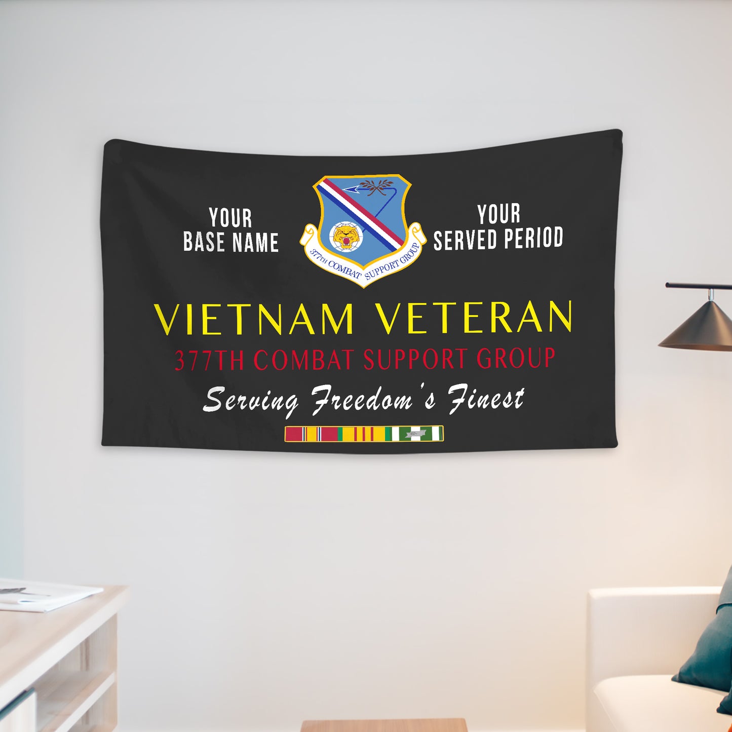 377TH COMBAT SUPPORT GROUP WALL FLAG VERTICAL HORIZONTAL 36 x 60 INCHES WALL FLAG