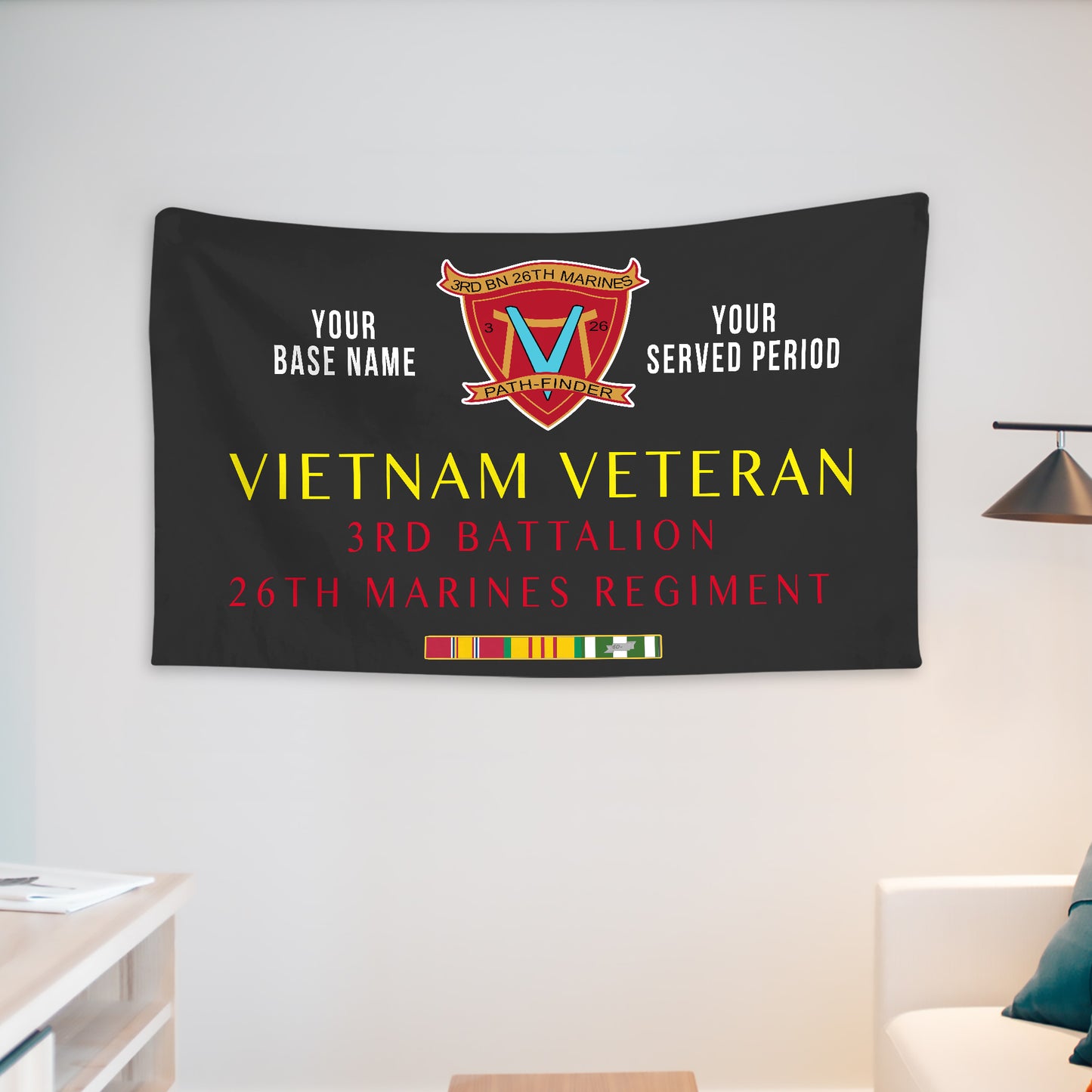 3RD BATTALION 26TH MARINES WALL FLAG VERTICAL HORIZONTAL 36 x 60 INCHES WALL FLAG