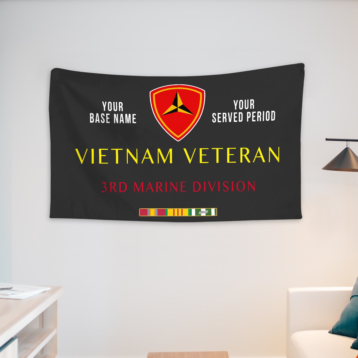 3RD MARINE DIVISION WALL FLAG VERTICAL HORIZONTAL 36 x 60 INCHES WALL FLAG