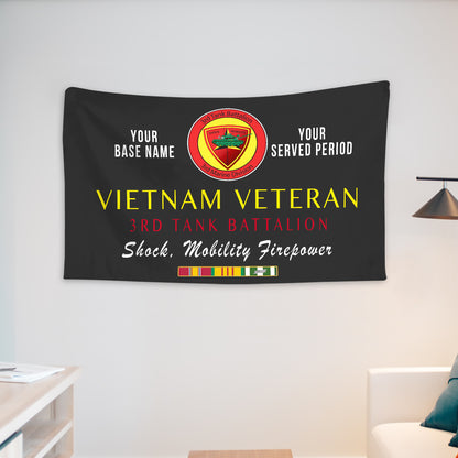 3RD TANK BATTALION MIN WALL FLAG VERTICAL HORIZONTAL 36 x 60 INCHES WALL FLAG