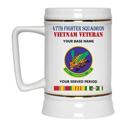 47TH FIGHTER SQUADRON BEER STEIN 22oz GOLD TRIM BEER STEIN