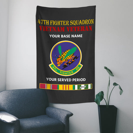 47TH FIGHTER SQUADRON WALL FLAG VERTICAL HORIZONTAL 36 x 60 INCHES WALL FLAG