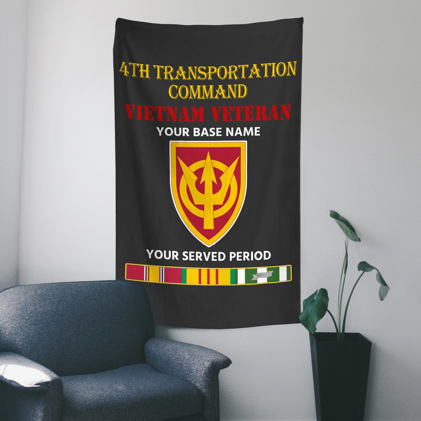 4TH TRANSPORTATION COMMAND WALL FLAG VERTICAL HORIZONTAL 36 x 60 INCHES WALL FLAG