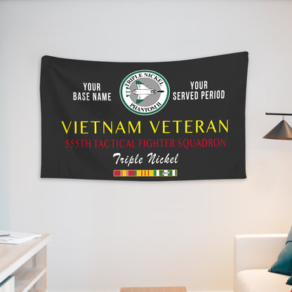 555TH TACTICAL FIGHTER SQUADRON WALL FLAG VERTICAL HORIZONTAL 36 x 60 INCHES WALL FLAG