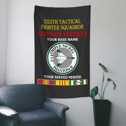 555TH TACTICAL FIGHTER SQUADRON WALL FLAG VERTICAL HORIZONTAL 36 x 60 INCHES WALL FLAG