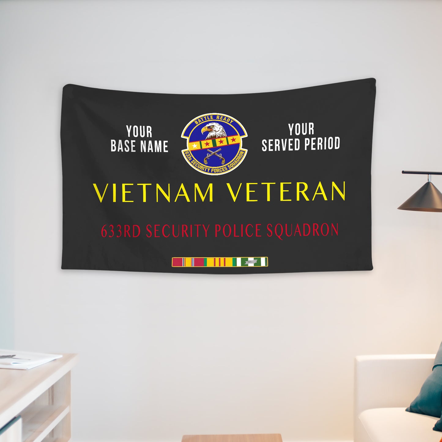 633RD SECURITY POLICE SQUADRON WALL FLAG VERTICAL HORIZONTAL 36 x 60 INCHES WALL FLAG