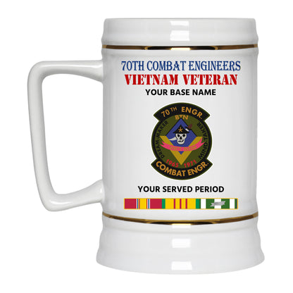 70TH COMBAT ENGINEERS BEER STEIN 22oz GOLD TRIM BEER STEIN
