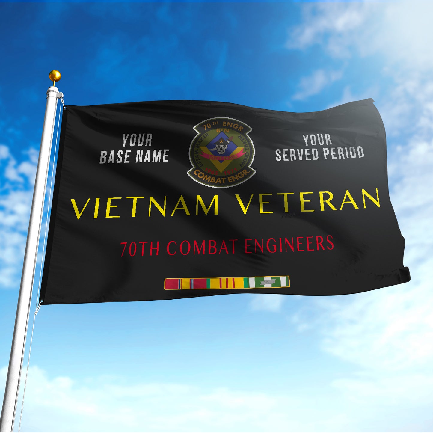 70TH COMBAT ENGINEERS FLAG DOUBLE-SIDED PRINTED 30"x40" FLAG