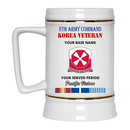 8TH ARMY COMMAND BEER STEIN 22oz GOLD TRIM BEER STEIN