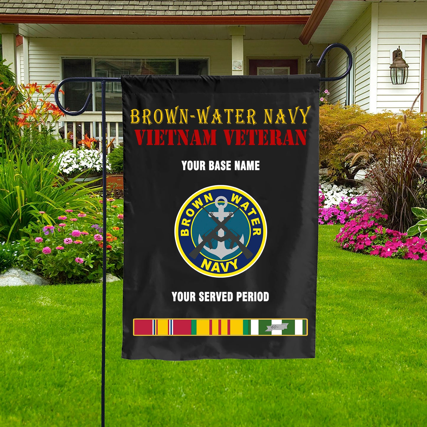 BROWN WATER NAVY DOUBLE-SIDED PRINTED 12"x18" GARDEN FLAG