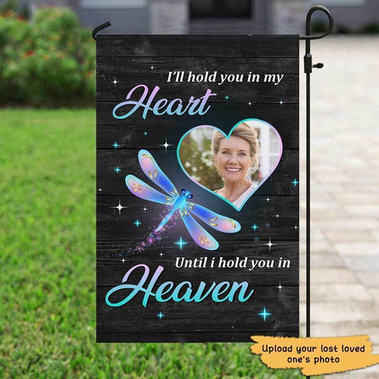Hold You In Our Hearts Memorial Personalized Garden Flag 12"x18"