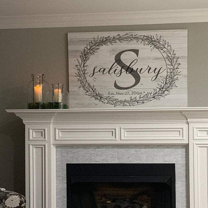 Family Monogram • Last Name Sign • Personalized Year Established Sign • Premium Canvas, Poster