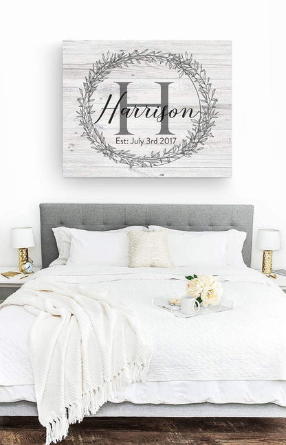 Family Monogram • Last Name Sign • Personalized Year Established Sign • Premium Canvas, Poster