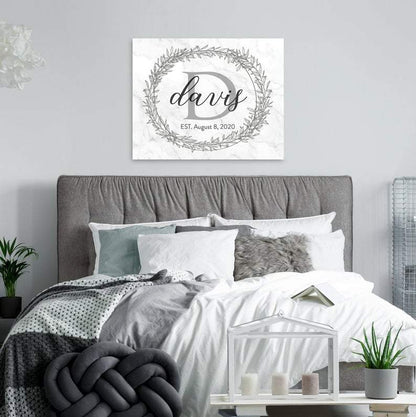Family Monogram • Last Name Sign • Personalized Year Established Sign • Premium Canvas, Poster