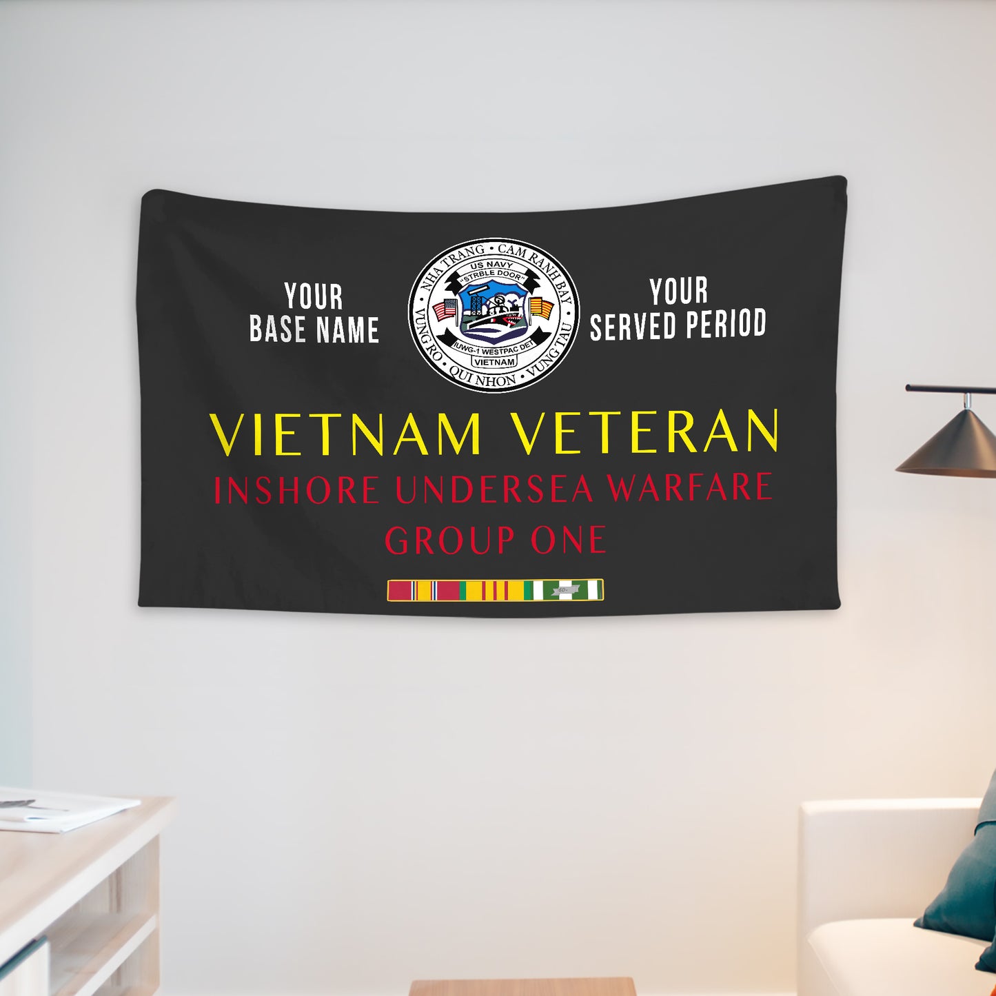 INSHORE UNDERSEA WARFARE GROUP WALL FLAG VERTICAL HORIZONTAL 36 x 60 INCHES WALL FLAG