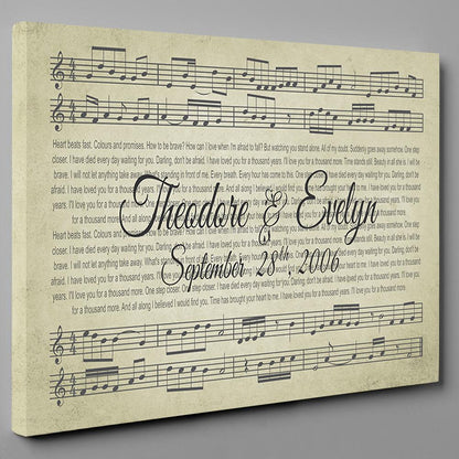 Custom Names, Wedding Song/First Dance & Date - Premium Canvas, Poster