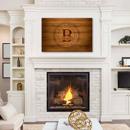 Family Monogram • Last Name Sign • Personalized Year Established Sign • Premium Canvas, Poster