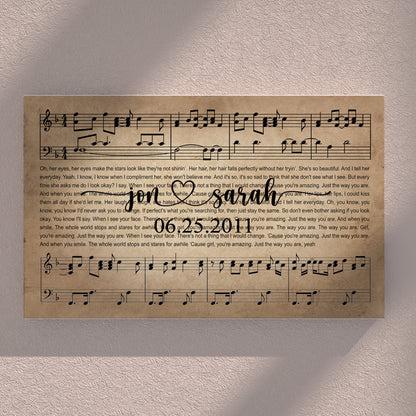 Personalized Names, First Dance/Wedding Song & Date - Premium Canvas, Poster