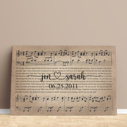 Personalized Names, First Dance/Wedding Song & Date - Premium Canvas, Poster