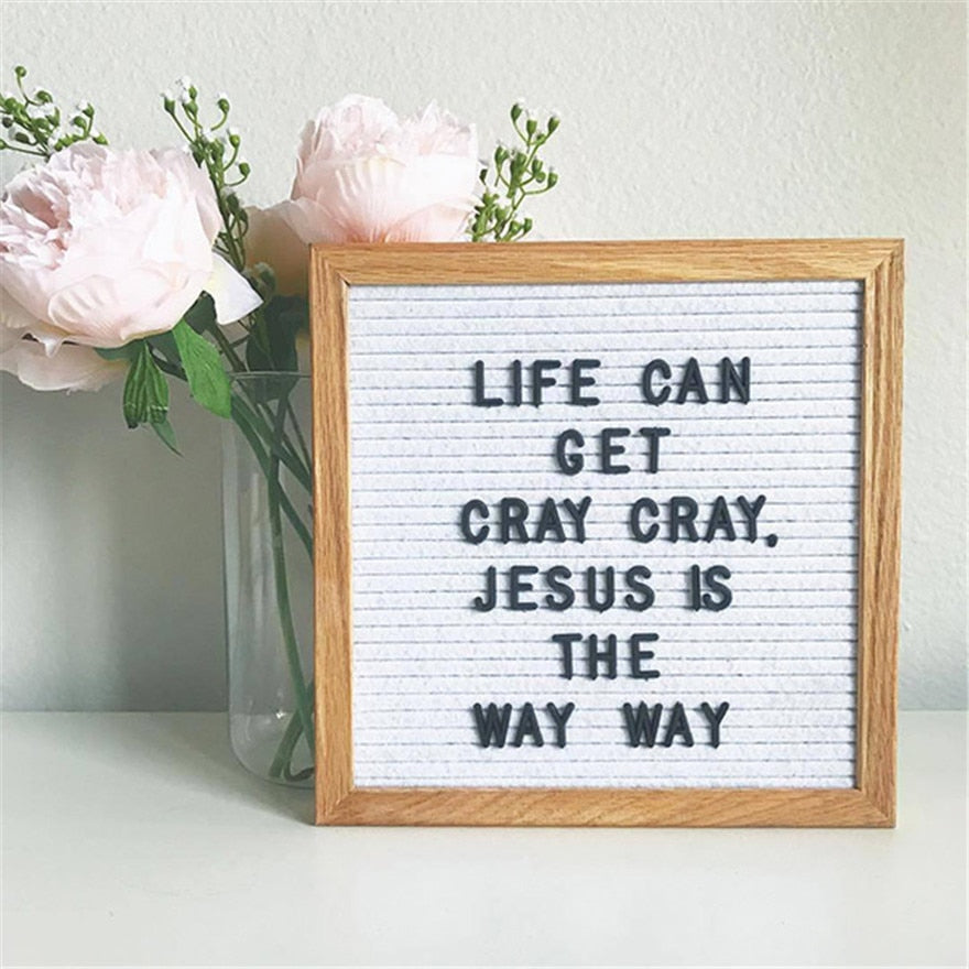 Hot Beautiful Felt Letter Board Wooden Frame Changeable Symbols Numbers Characters